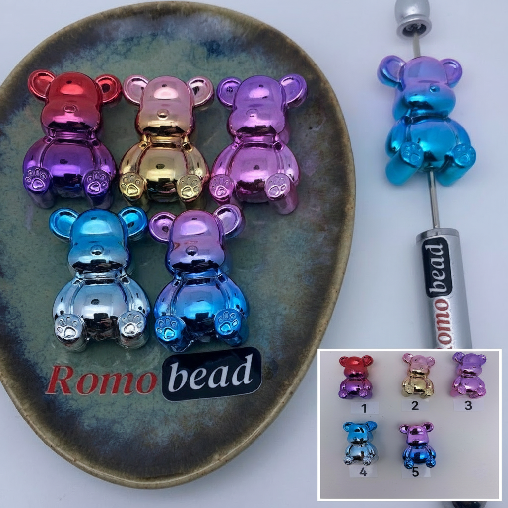 Composite image for shiny ombre UV bear beads